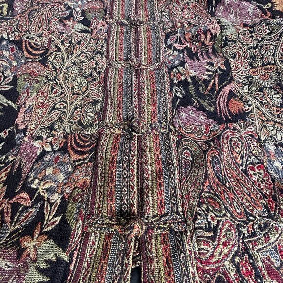 White Stag Womens Brocade Tapestry Jacket Small Black/Red Paisley Damask Print - Picture 10 of 10